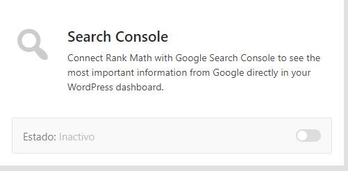 Módulo de search console en Rank Math